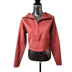 Born Primitive Convertible Pullover 3/4 Zip Rust Mauve Hoodie Athleisure Crop S